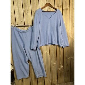 JK Intimates 2-Piece Pajama Set Women's 2X Blue Fleece Lounge Sleepwear
